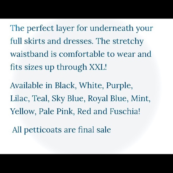 NWT KNEE LENGTH PETTICOATS IN MULTIPLE COLORS! - Picture 11 of 11